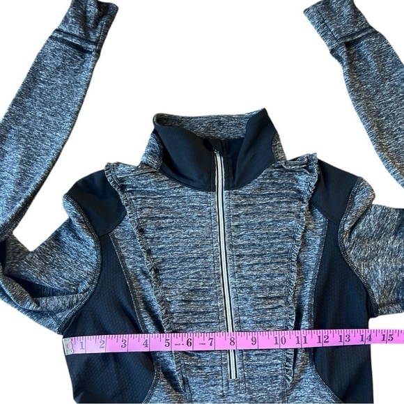 Lululemon Run Your Heart Out Half Zip Pullover Ruffle Detail Jacket Grey, Size 4 - Picture 9 of 10